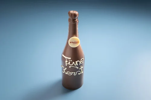 Champagnefles Fijne Kerst met logoschildje
