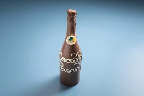 Chocolade champagnefles Vrolijk Pasen