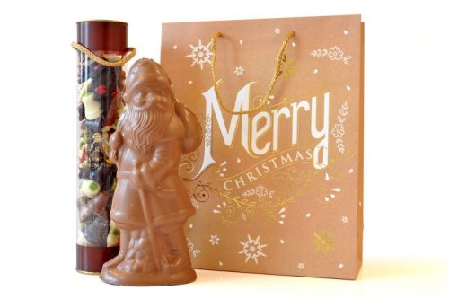 Cadeautas luxe koker Kerstchocolade en Kerstman