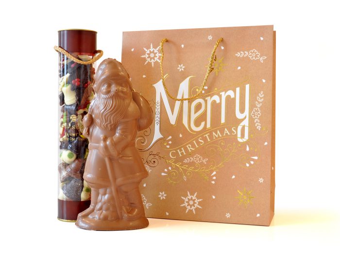 Cadeautas luxe koker Kerstchocolade en Kerstman
