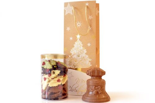 Cadeautas silo hulstblaadjes en Kerstklok