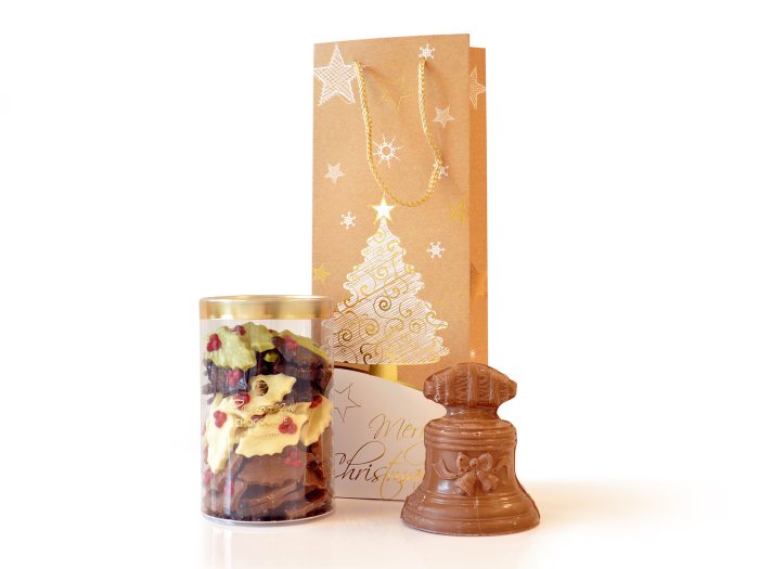 Cadeautas silo hulstblaadjes en Kerstklok