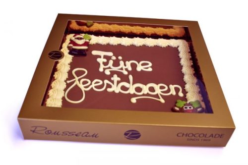 Vierkante chocolade wensplaat Fijne Feestdagen