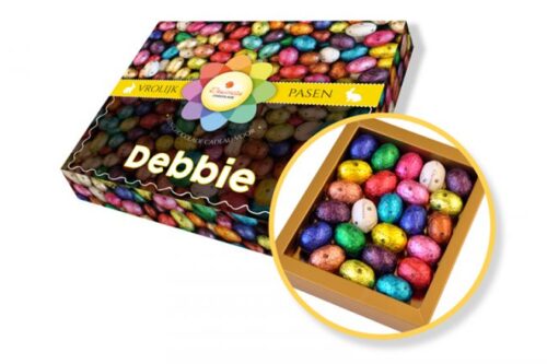 Cadeaubox Pasen bruin met bonbon-eitjes
