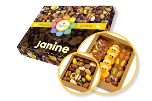 Cadeaubox Pasen bruin met 2 keuzes Paaschocolade
